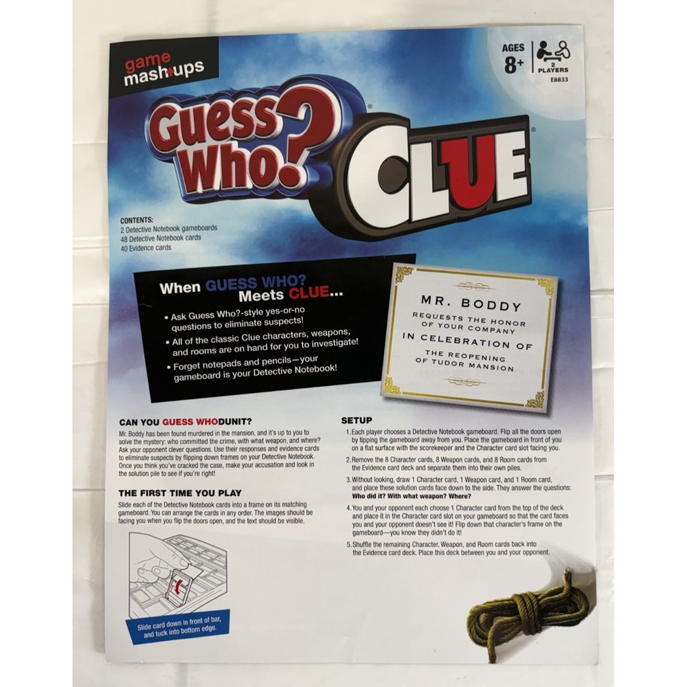 Guess Who? Clue Board Card Game Mashup Hasbro 2019 COMPLETE Rare - Hard to Find - Picture 7 of 11